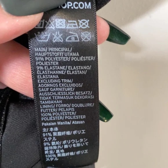 Topshop Black Beaded Lace-up Velvet Bodysuit - Picture 9 of 12